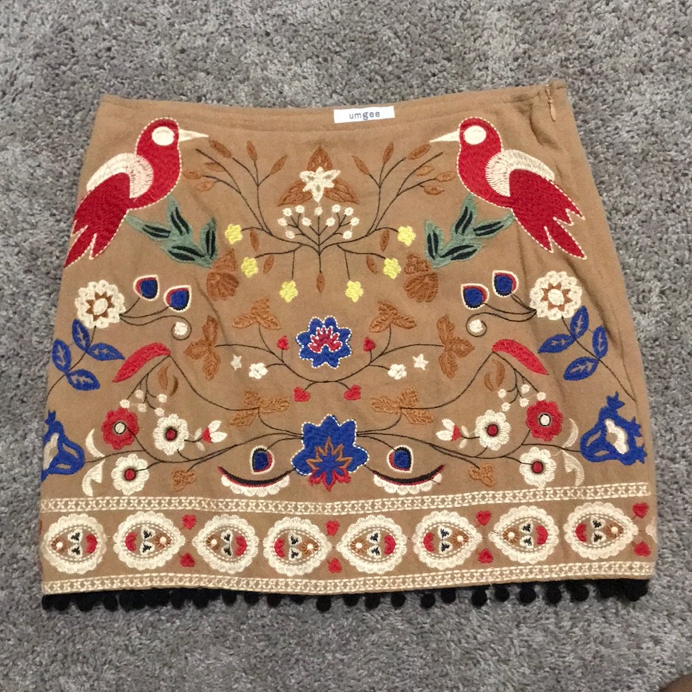 umgee embroidered skirt